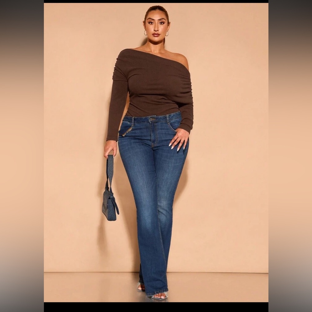 SHEIN BAE Fall Off-Shoulder Asymmetrical Bodysuit